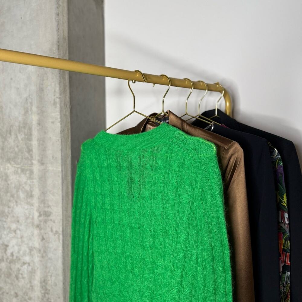 COS Cable-Knit Mohair Button Front Cardigan in Bright Green - Picture 11 of 15